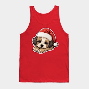 Cute Sleepy Christmas Dog Tank Top